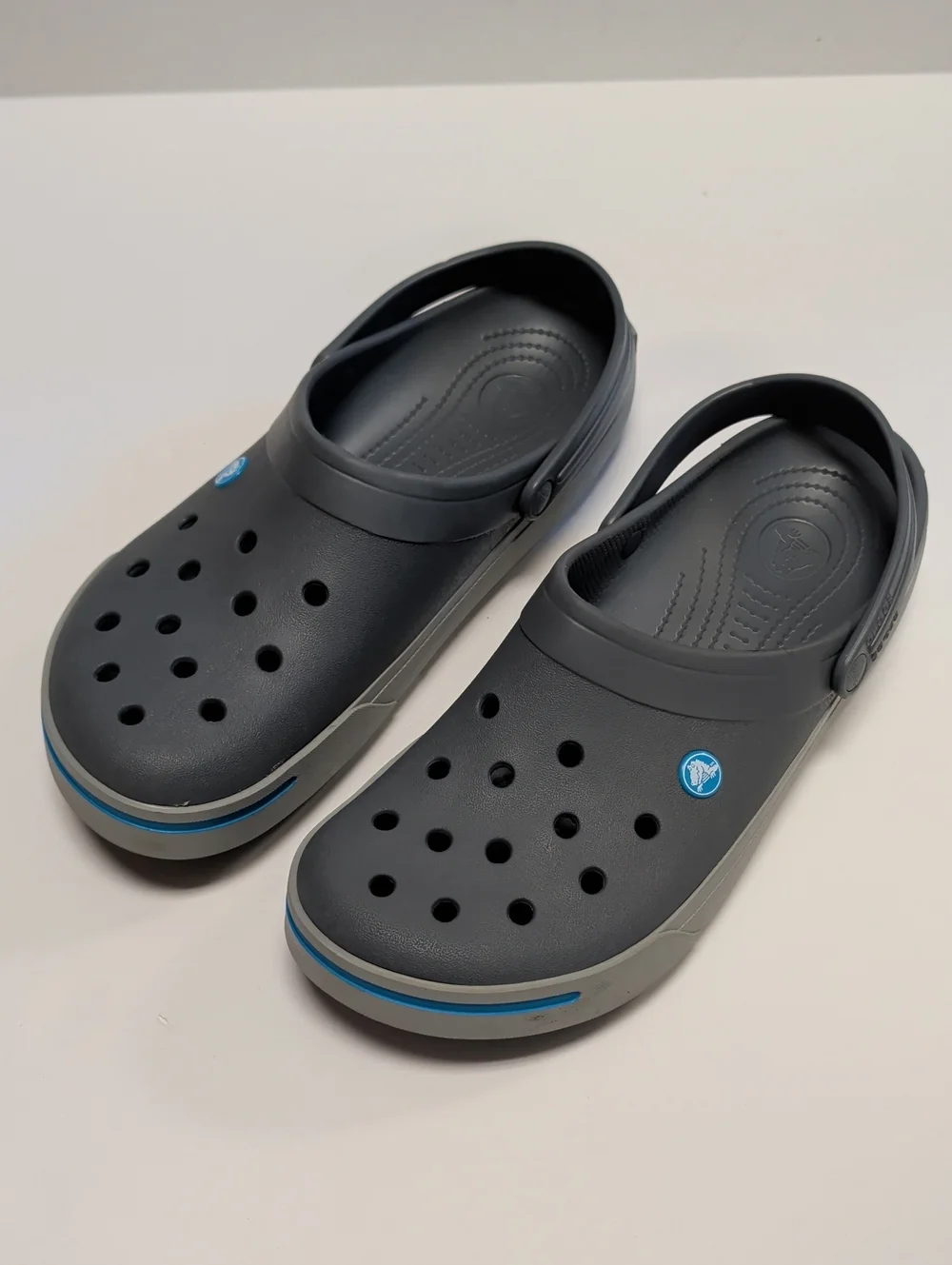 CROCS Gray/Blue Clogs/Shoes Mens 13